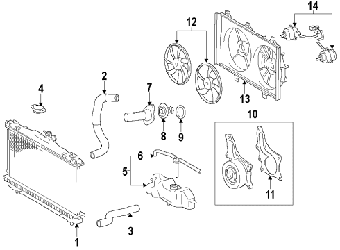 2009 Toyota Highlander Cooling System, Radiator, Water Pump, Cooling Fan Diagram