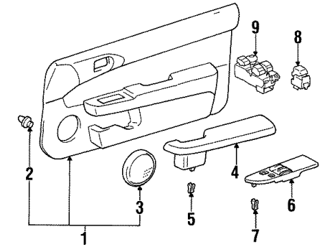 1997 Toyota Paseo Door & Components Diagram