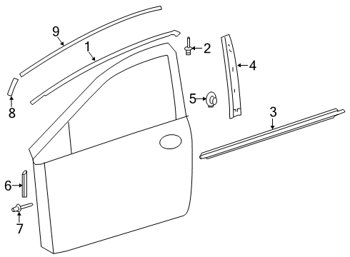 2022 Toyota Corolla Exterior Trim - Front Door Diagram