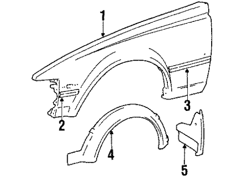 1986 Toyota Celica Fender, Front Driver Side Diagram for 53802-14770