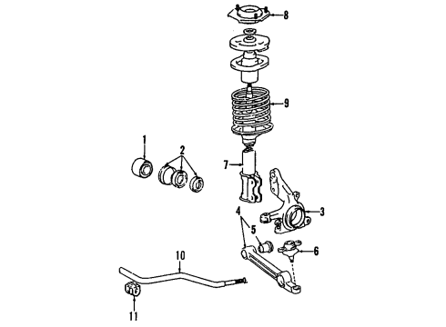 1987 Toyota Tercel Front Suspension Components, Lower Control Arm, Stabilizer Bar Diagram