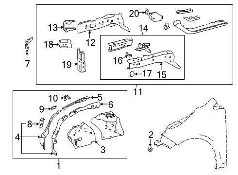 2022 Toyota Corolla Structural Components & Rails Diagram