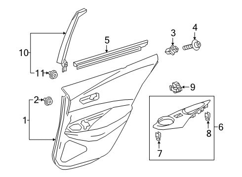 2022 Toyota Corolla Interior Trim - Rear Door Diagram
