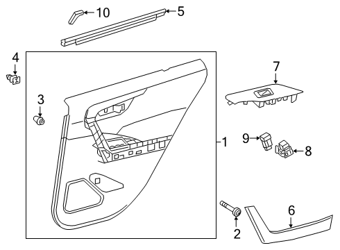 2023 Toyota RAV4 Prime Interior Trim - Rear Door Diagram