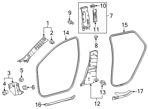 2018 Toyota Corolla iM Interior Trim - Pillars, Rocker & Floor Diagram