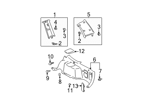 2004 Toyota Highlander Interior Trim - Quarter Panels Diagram