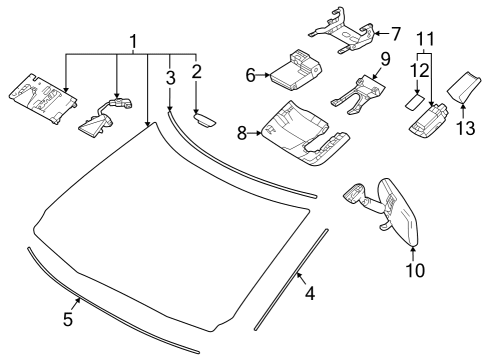 2024 Toyota Sequoia Glass - Windshield Diagram