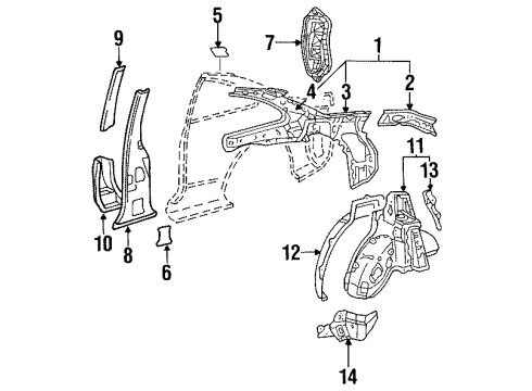 1998 Toyota Celica Inner Structure - Quarter Panel Diagram