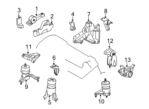 2017 Toyota Highlander Engine & Trans Mounting Diagram