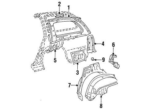 1993 Toyota Corolla Inner Structure - Quarter Panel Diagram