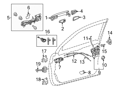 Handle Assembly, Front Door, Outside Passenger Side, Black Diagram for 69210-60260-C0