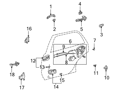 2004 Toyota Highlander Door & Components Diagram