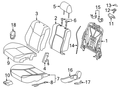 2013 Scion tC Front Seat Components Diagram