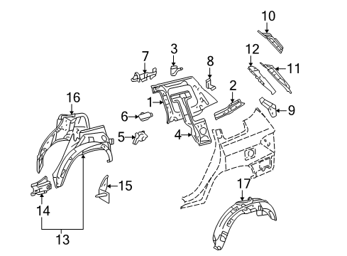 2012 Toyota Highlander Inner Structure - Quarter Panel Diagram