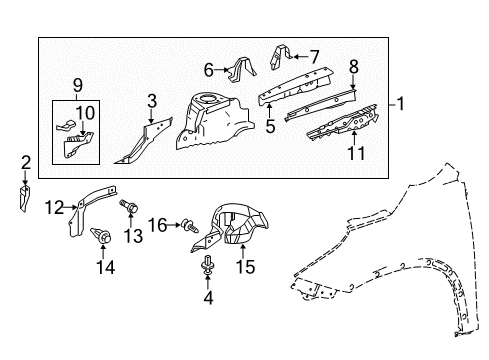2017 Toyota Highlander Structural Components & Rails Diagram 1 - Thumbnail