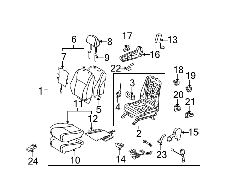 2012 Toyota Highlander Passenger Seat Components Diagram