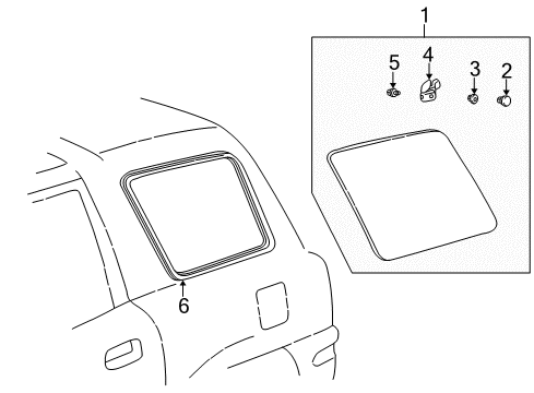 1999 Toyota RAV4 Quarter Panel - Glass & Hardware Diagram