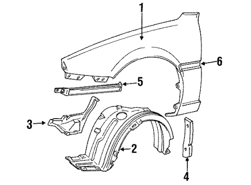 1994 Toyota MR2 Fender & Components, Exterior Trim Diagram
