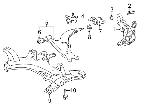 2000 Toyota RAV4 Front Suspension Components, Lower Control Arm, Stabilizer Bar Diagram