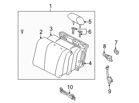 1998 Toyota Corolla Rear Seat Components Diagram