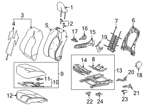 2022 Toyota Camry Passenger Seat Components Diagram