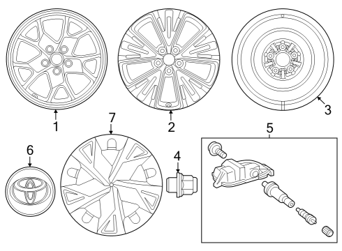 2023 Toyota Prius AWD-e Wheels, Covers & Trim Diagram