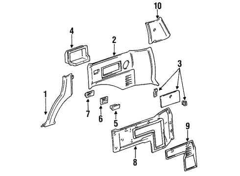 1992 Toyota Land Cruiser Quarter Panel & Components Diagram