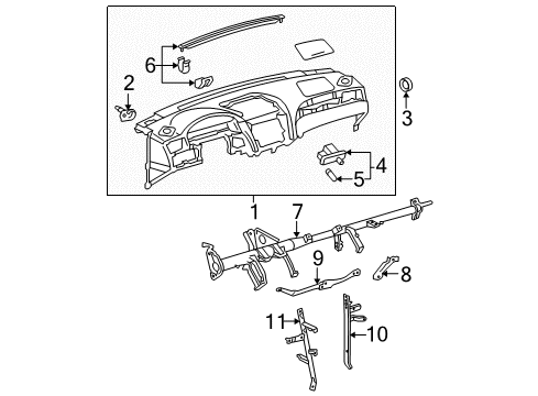 2004 Toyota Solara Cluster & Switches, Instrument Panel Diagram