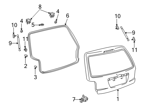 2004 Toyota Highlander Gate & Hardware Diagram