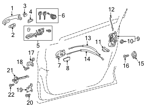 2018 Toyota C-HR Front Door - Lock & Hardware Diagram
