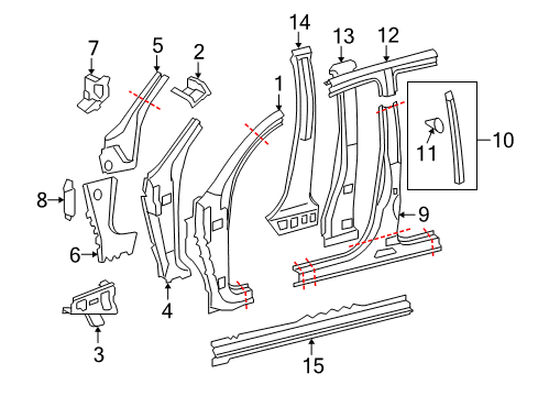 2017 Toyota Sequoia Center Pillar & Rocker, Hinge Pillar Diagram