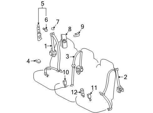 2004 Toyota Sienna Rear Seat Belts Diagram