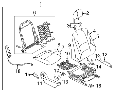 2016 Scion iA Passenger Seat Components Diagram