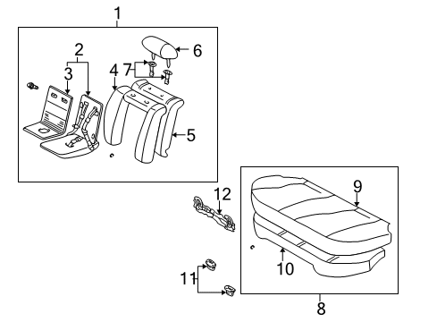2002 Toyota Corolla Rear Seat Components Diagram 2 - Thumbnail