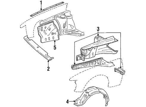 1985 Toyota Celica Liner, Driver Side Diagram for 53876-14150