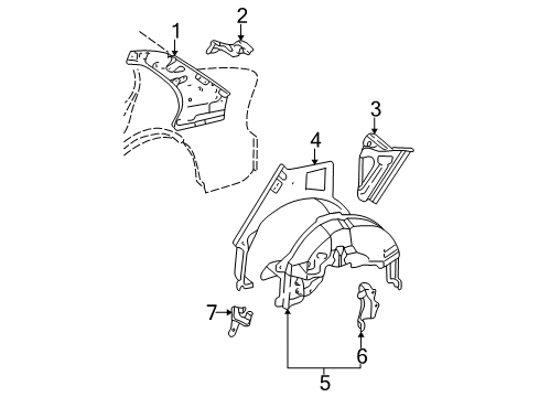 2007 Toyota Corolla Inner Structure - Quarter Panel Diagram
