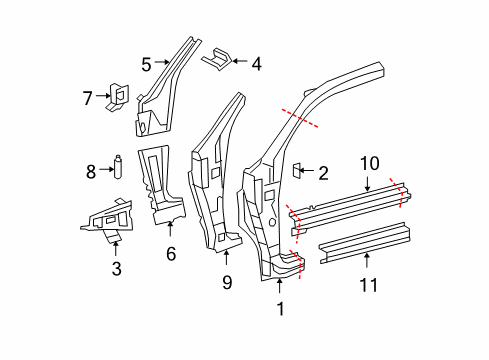 2013 Toyota Tundra Hinge Pillar, Rocker Diagram