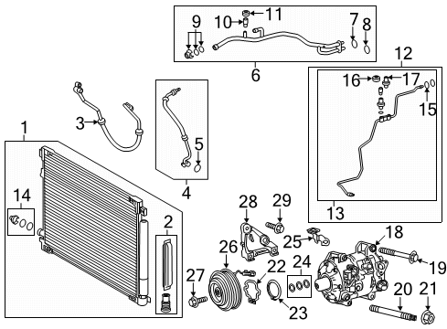 2022 Toyota Camry A/C Condenser, Compressor & Lines Diagram