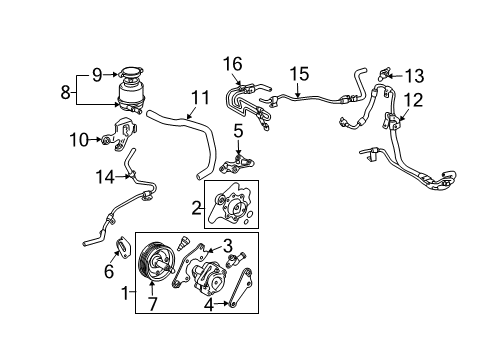 2004 Toyota Sienna P/S Pump & Hoses, Steering Gear & Linkage Diagram
