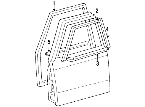 1986 Toyota Land Cruiser Front Door & Components, Exterior Trim Diagram