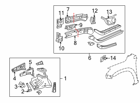 2010 Toyota RAV4 Structural Components & Rails Diagram