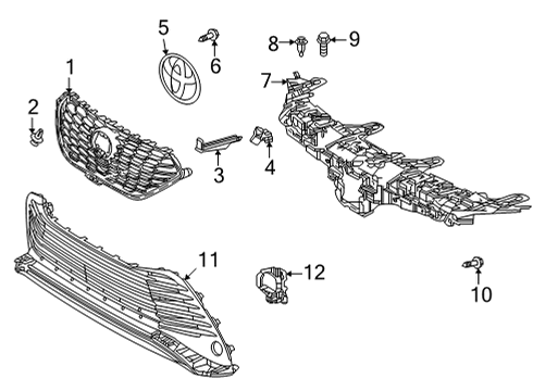 2021 Toyota Highlander Grille & Components Diagram
