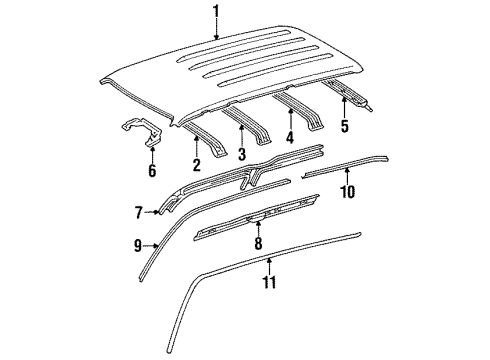 1992 Toyota Land Cruiser Roof & Components Diagram