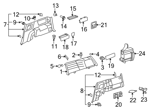 2013 Toyota FJ Cruiser Interior Trim - Quarter Panels Diagram