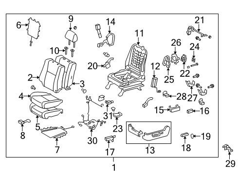 2017 Toyota Sequoia Driver Seat Components Diagram