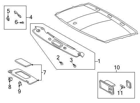Holder, Visor, Passenger Side Diagram for 74348-12040-C0