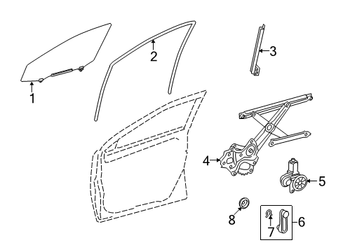2012 Toyota Matrix Front Door - Glass & Hardware Diagram