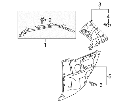 2009 Toyota Yaris Interior Trim - Quarter Panels Diagram