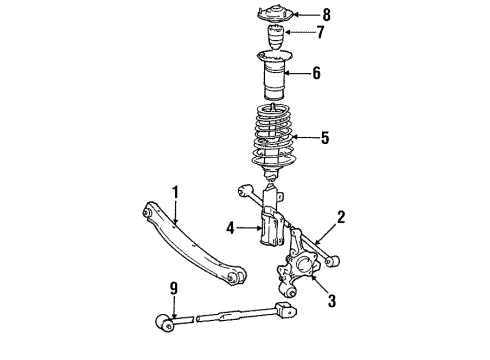 1990 Toyota Camry Rear Suspension Components, Stabilizer Bar Diagram