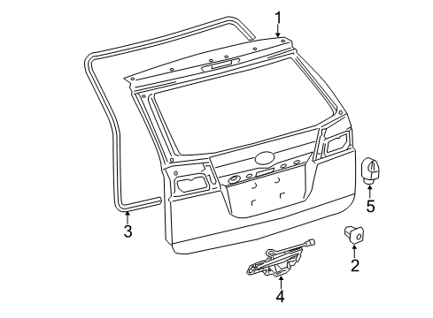 2004 Toyota Sienna Gate & Hardware Diagram